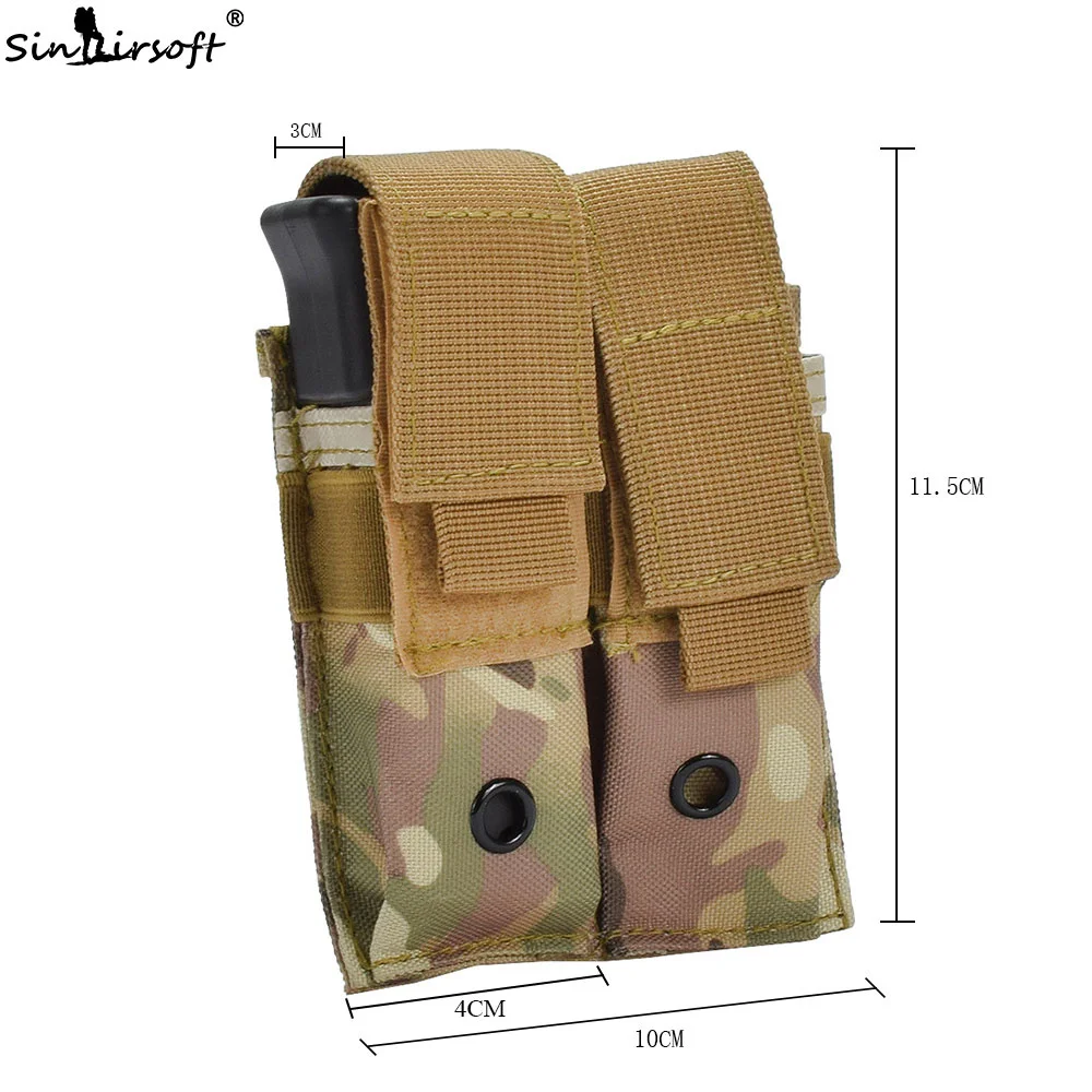 SINAIRSOFT Tactical Nylon 9mm 600D Molle Dual Double Pistol Magazine EDC Pouch Close Holster For Outdoor Hunting Combat Military SINAIRSOFT Tactical Nylon 9mm 600D Molle Dual Double Pistol Magazine EDC Pouch Close Holster For Outdoor Hunting Combat Military