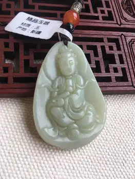 

Natural hetian white jade hand-carved guanyin jade pendant necklace emerald pendants jadeite jade jewelry men women