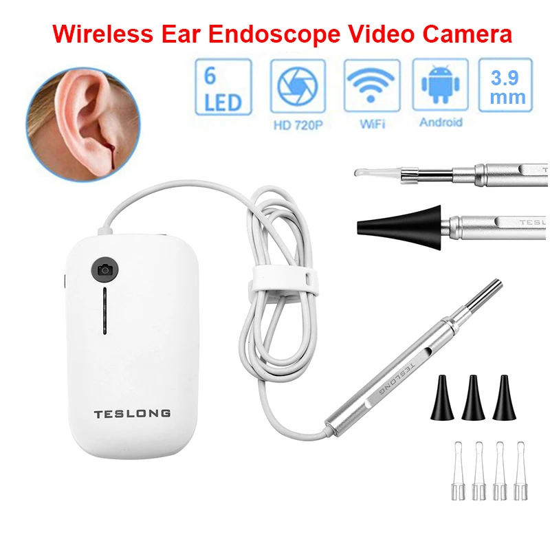 

Wireless WiFi Ear Endoscope Video HD Camera 720P Otoscopes Inspection Snake Camera for Iphone Android 3.9mm/4.3mm Borescope