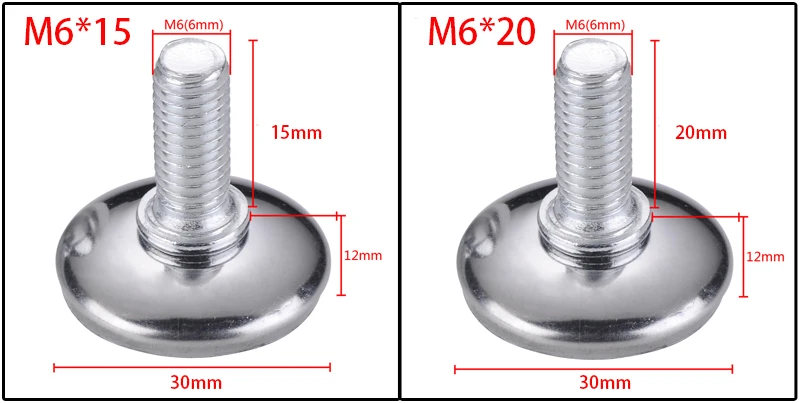 20 шт./компл. металла мебельная ножка Противоскользящий коврик для M6 M8 винт стол и шкаф коврик для ног, с регулировкой по высоте