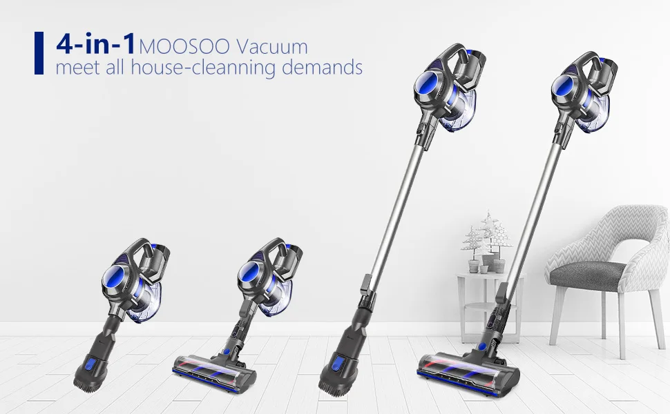 MOOSOO XL-618A Cordless Vacuum 10Kpa  Suction 4 in 1 Stick Handheld Vacuum Clean 