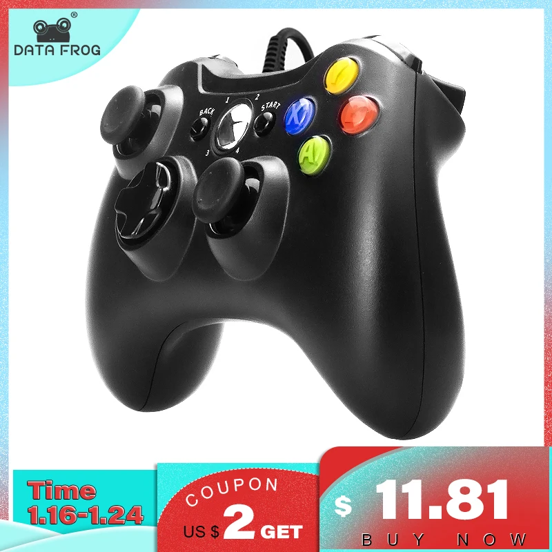 Проводной USB геймпад DATA FROG для Xbox 360/тонкий ПК контроллер Windows 7/8/10 Microsoft с вибрацией