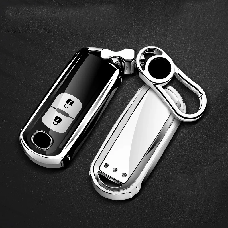 Silver-2 buttons Чехол для ключей автомобиля из ТПУ для Mazda 3 6 Axela CX5 CX4 CX8 Atenza авто аксессуары защита ключей с брелоком - Название цвета: Silver-2 buttons