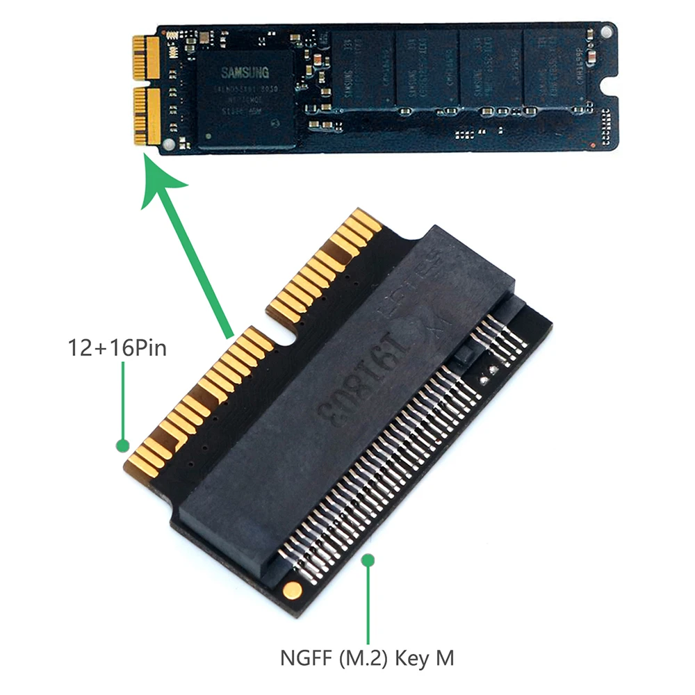 M2 NVMe PCIe M.2 NGFF для адаптера SSD для ноутбука Apple Macbook Air Pro 2013 A1465 A1466 A1502 A1398 PCIE x4