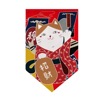Японский стиль Lucky Cat мультфильм треугольный флаг Кухня Половина занавески s Висячие окна короткие занавески перегородки декоративные A74#5 - Цвет: 08