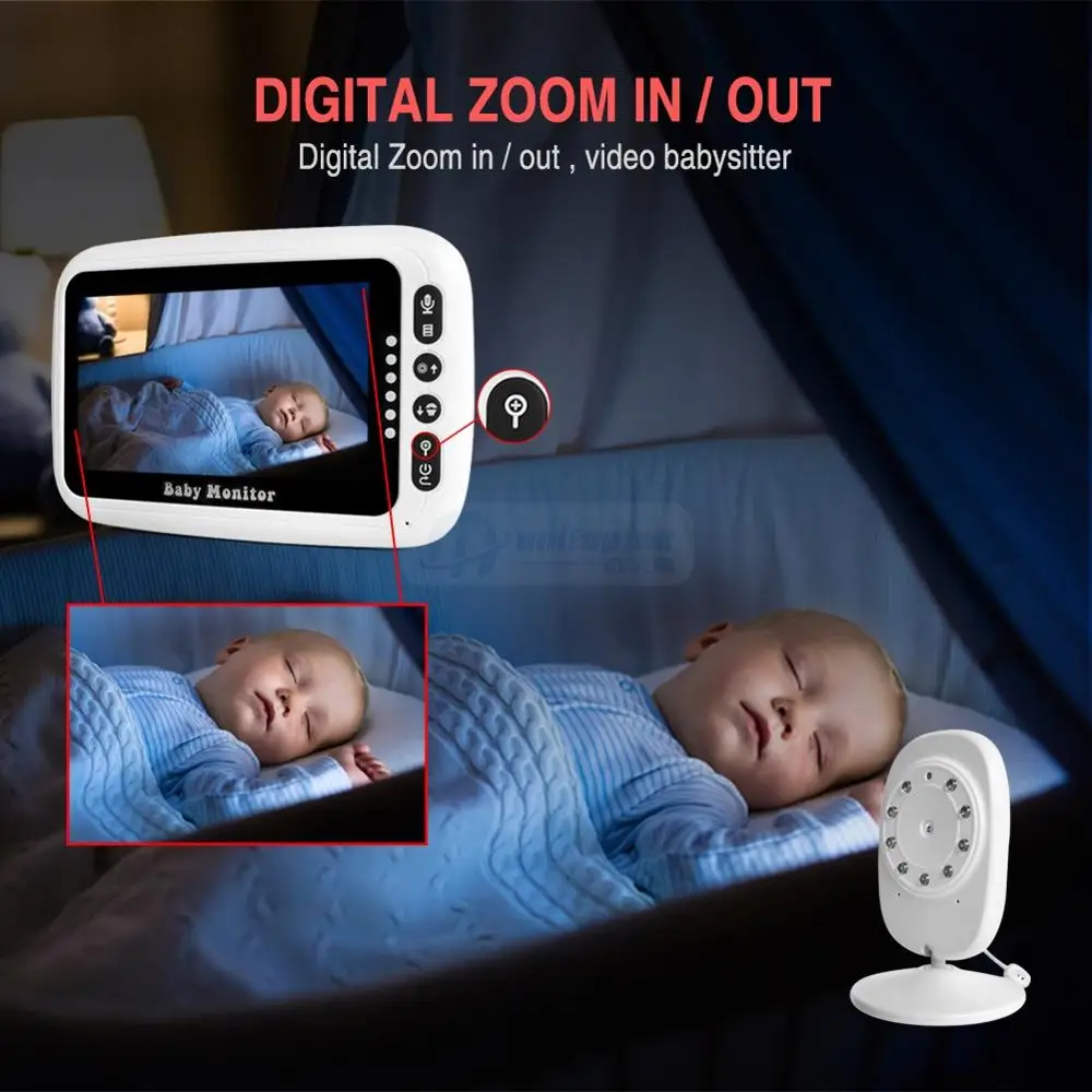 Radio Babysitter 4.3 inch LCD Baby Monitor Sitter IR Night Vision Intercom Lullabies Temperature Mo