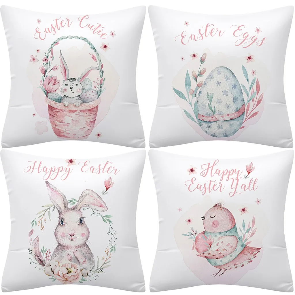 

Easter Rabbit Print Pillow Case Polyester Sofa Car Cushion Cover Decor Home Decoration Sofa Car Waist