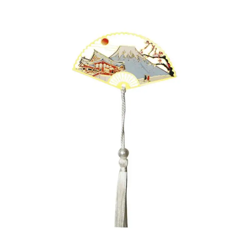 Metal Bookmark Chinese Style Folding Fan Paper Reading Bookmarks Creative Book Page Marker Stationery Supplies Color Bookmarks