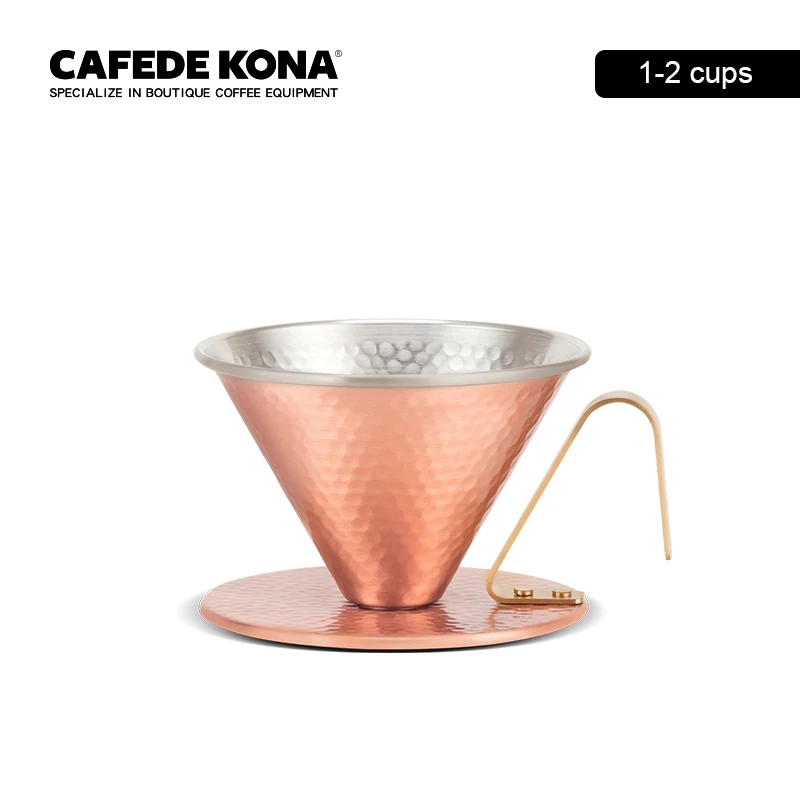 CAFEDE KONA кофейная капельница Высокое качество конический медный фильтр чашка ручной варки фильтр чашка сделано в Tsubame 1-2cups/1-4cups - Цвет: 1-2 cups(CK9306)