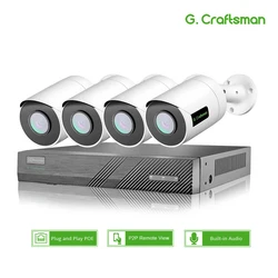 4ch 5mp 4k poe kit sistema de segurança cctv sony imax335 imax415 h.265 8ch nvr ao ar livre à prova dnvr água áudio ip câmera vigilância vídeo