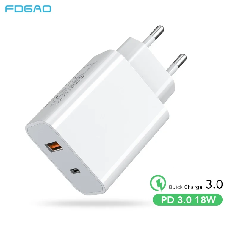 Зарядное устройство FDGAO с двумя USB-портами и поддержкой быстрой зарядки 18 Вт |