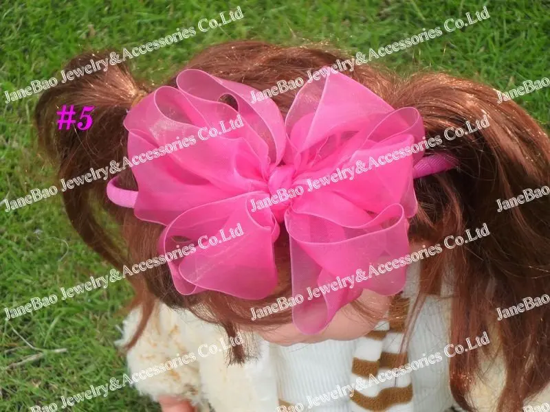 35 шт 5,5 ''большие повязки на голову из органзы цветок бант волосы популярный заколки для волос