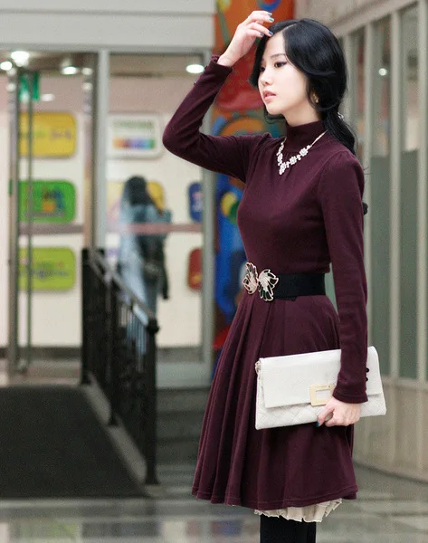 stand collar full sleeve full dress 61579