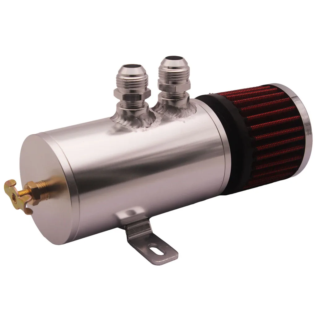 

Aluminum baffled oil catch can breather tank AN10 drain valve w/ filter