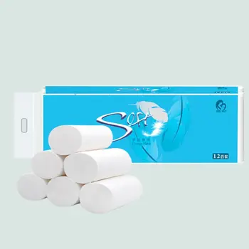 

12 Roll Wood Pulp Toilet Paper Towel 4 Layers Embossed Food Grade No Core Tissue