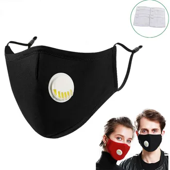 

Cotton Face Mask Respirator Washable Reusable Mouth Mask Protection Dust Mask Black Cloth Mundschutz Maske + 100Pcs Filter PM2.5