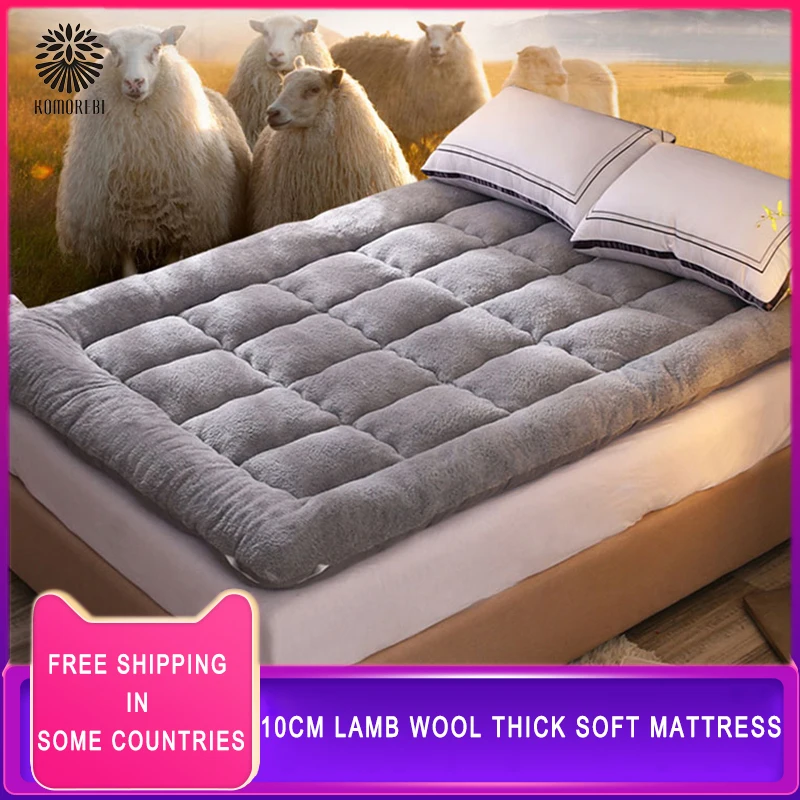 10cm Thick Lamb Down Winter Warm Thick Mattress Upholstery High Quality Household Pad Quilt Tatami Mattress Lamb Cashmere Pad