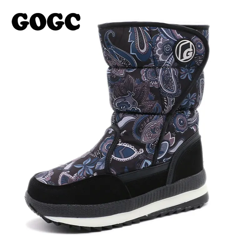 

2019 Winter Women Boots Mid-Calf Down Boots Plush Insole Botas Female Waterproof Ladies Snow Boots Girls Woman Shoes winter boot