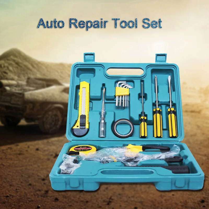 

16-Piece Car Repair Kit Combination Tool Car Repair Household Hand Tool Car Maintenance Tools Kit With Plastic Toolbox Vehicle