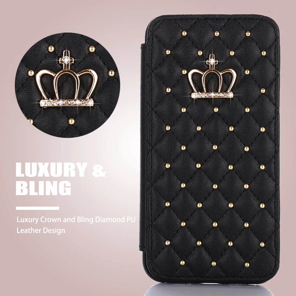 Чехол LAPOPNUT Bling для Iphone 11 Pro X 7 Xr Xs Max 8 Plus Apple 6 6s Imperial Wallet Crown кожаный откидной складной чехол с бриллиантами