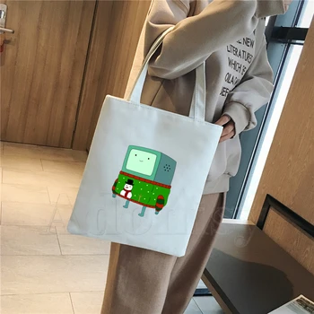 

Adventure Time Fashion Canvas Bag Women Girls Simple Large Capacity Storage Handbag Shoulder Bag Tote Reusable Student Bookbag