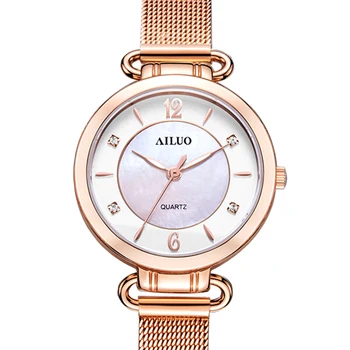 

New Ladies Ultra-thin Bracelet Wristwatches France Luxury Brand AILUO Women's Watches Japan MIYOTA Quartz Sapphire Watches A7119