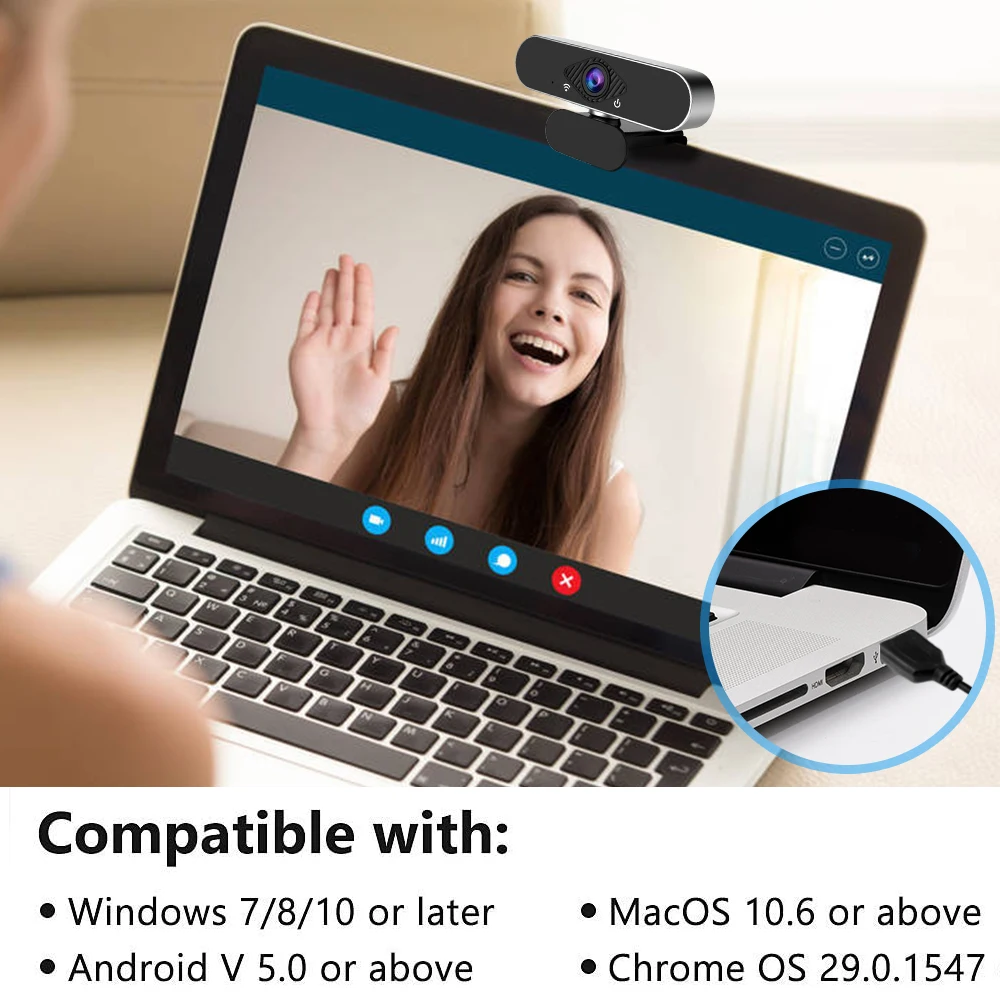 Мини веб камера 1080P HD USB с микрофоном With110 Degree просмотра ноутбука камеры для онлайн