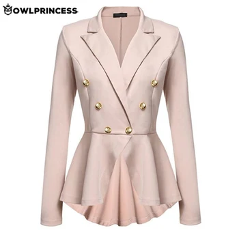 

Madam clothing OLWPIRNCESS Slim Blazers Women Suit Jacket Black Double Button Business Blazer Coat Elegant Femme