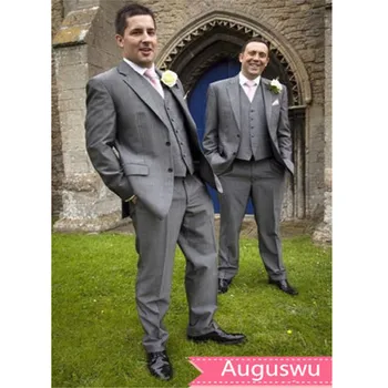 

New Classic Men’s Suit Smolking Noivo Terno Slim Fit Easculino Evening Suits For Men Gray Tailcoat Wedding Groom Tuxedos Blazer