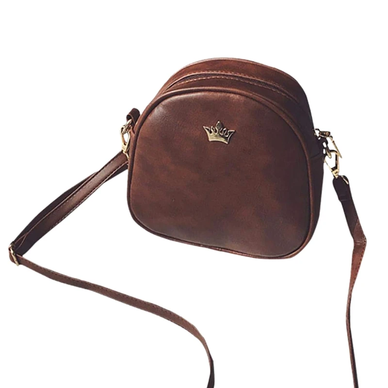 

Fashion Women Messenger Bags PU Leather Shoulder Bag Mini Bag Crown Evening Bag (Dark brown)