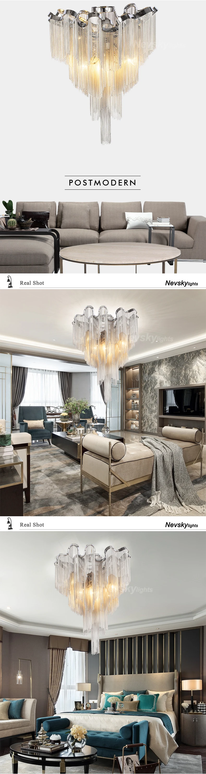 Modern silver tassel chandeliers living room decorative ceiling lamps for bedroom ceiling chandelier lighting with silver fringe