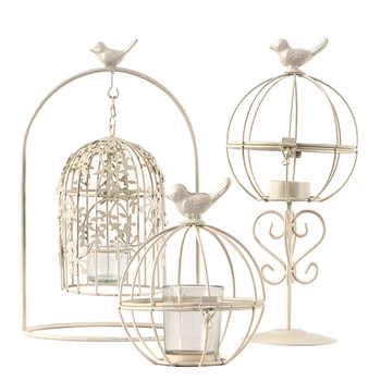 

Nordic Luxury Candlestick Vintage Creative Tealight Candlestick Living Room Windlicht Metall Metal Bird Cage Decoration MM60ZT