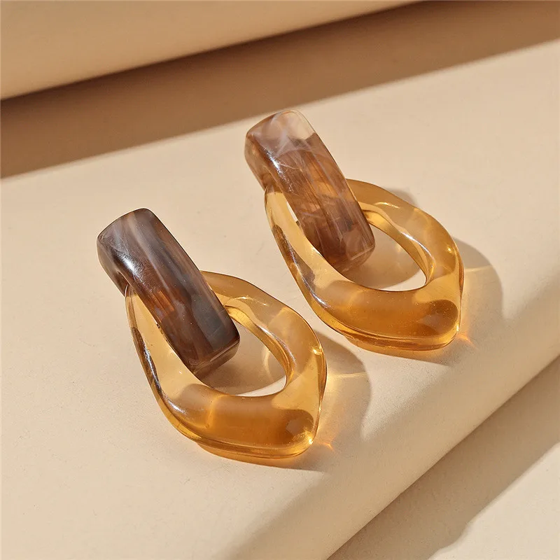 Fashion Acrylic Water Drop Dangle Statement Hollow Round Earrings Women Jewelry 