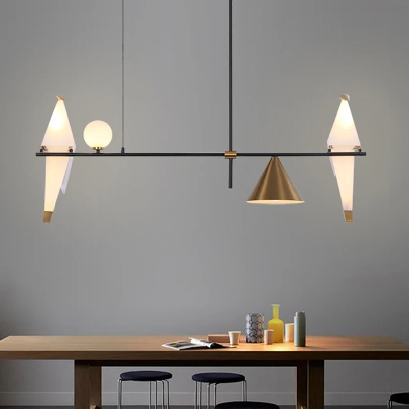 

Nordic lamps post-modern minimalist home dining room lamp high-end personality designer bird lamp bar three-headed chandelier