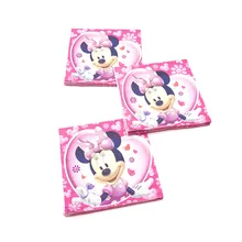 

16pcs Disney Minnie Mouse 16*16 cm Napkins Girls Birthday Party Decorations Minnie Mouse Disposable Paper Towel Tableware Supply