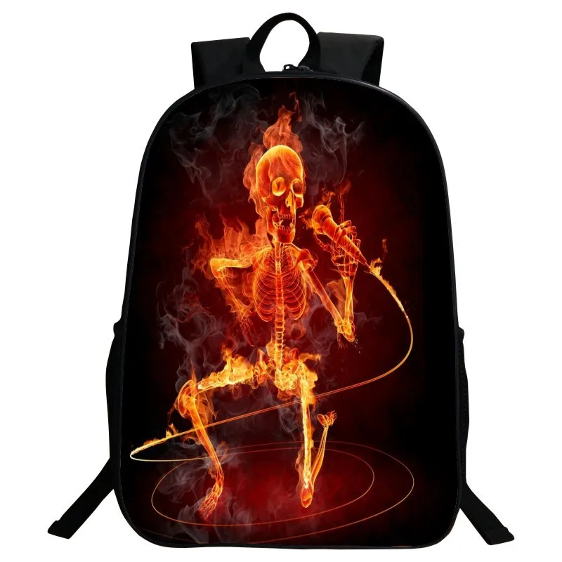 

Western Style Flame Skeleton 1 to 3 Grade CHILDREN'S School Bags Young STUDENT'S Backpack Shoulder