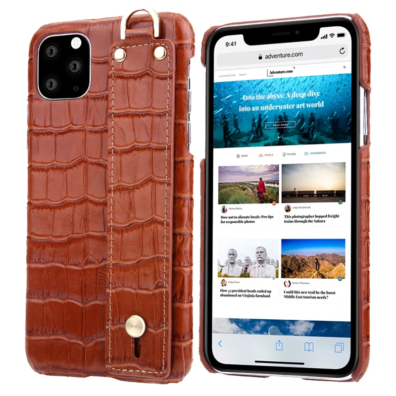 For iPhone 11 Crocodile Skin Genuine Leather Protective Case Slim Business Handheld Phone Bag Cover for Apple Pro Max | Мобильные