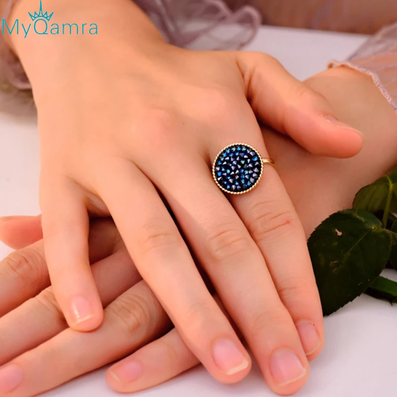 Сапфировый синий кристалл кольцо Регулируемый Ретро креативные ювелирные изделия круглые свадебные любовь кольцо женское - Цвет камня: ring