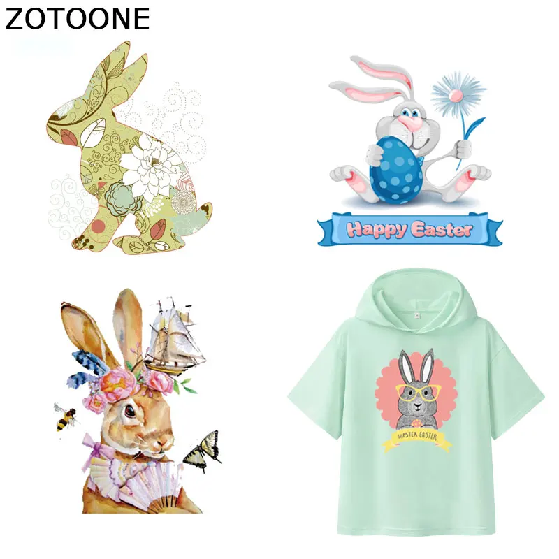 

Iron on Animal Patch Easter Rabbit Patches for Clothing Stickers on Clothes for Kids Heat Transfers Applications DIY Appliques G
