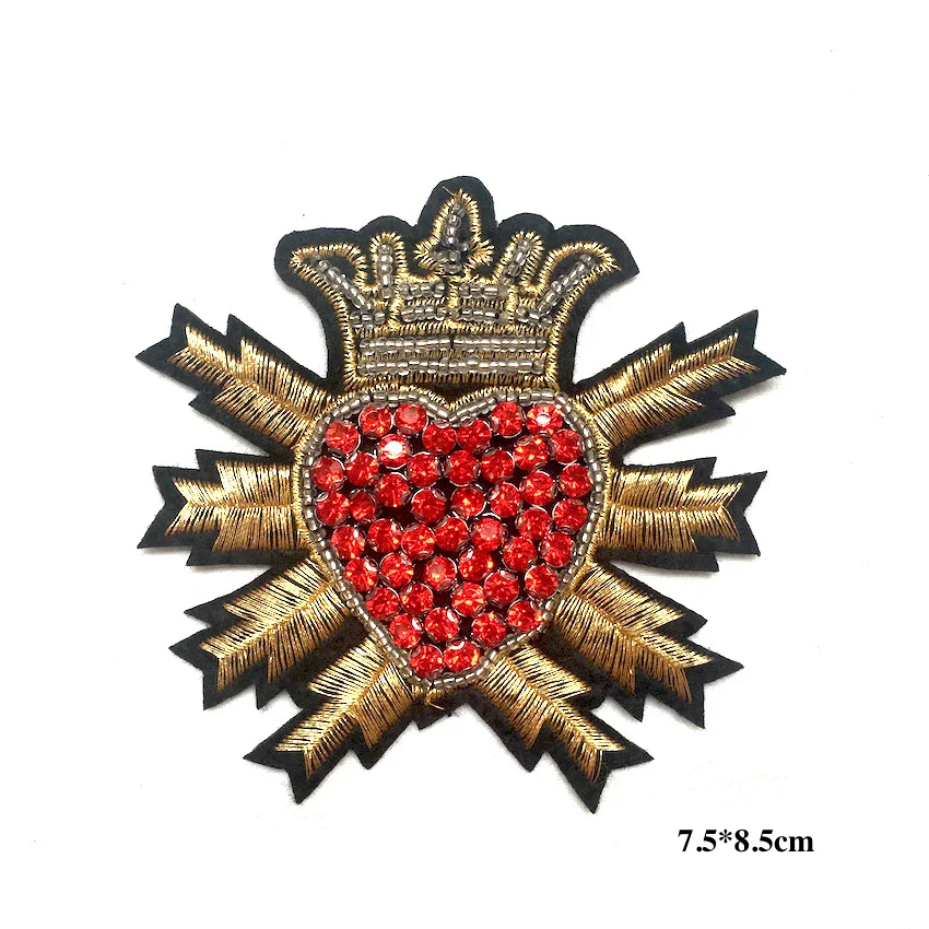 1Piece Gold Crown Love Heart Rhinestone Beaded Patches Sewing on Bead Applique for Clothes Shoes Bags LSHB721 | Дом и сад