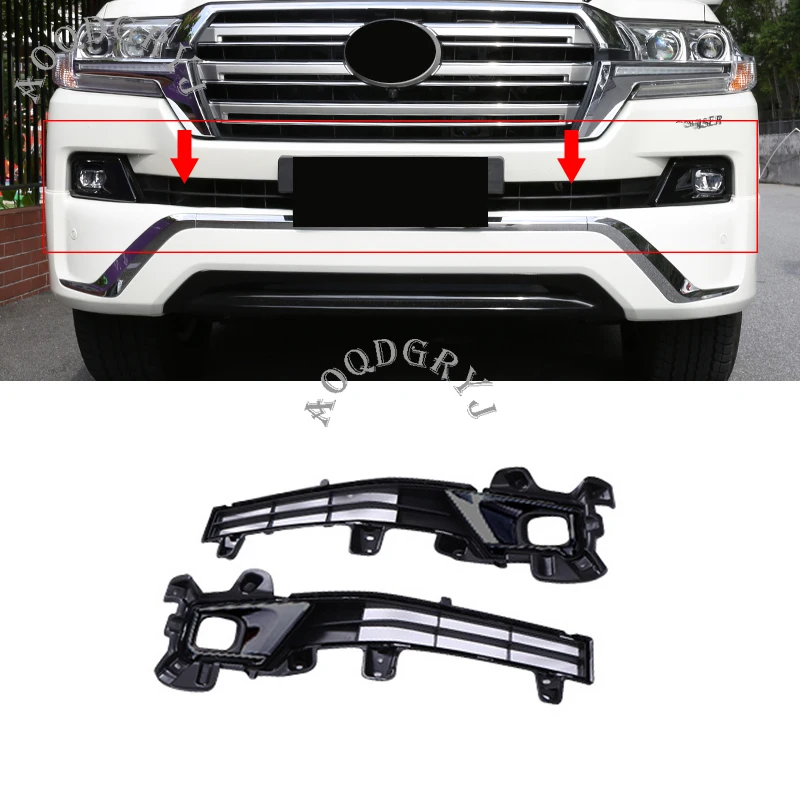 

Car Styling Accessories Black Front Bumper Fog Light Bracket Trim 1 Pair For Toyota Land Cruiser LC200 2016-2019