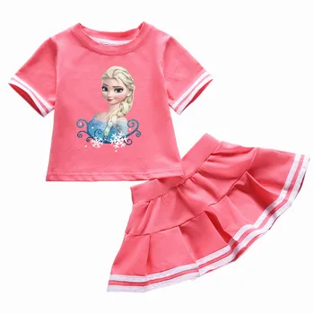 

Children Clothing Summer Toddler Girls Clothes Elsa T-shirt+Skirt 2pcs Kids Clothes Tracksuit Suit For Girls Clothing Sets