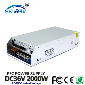 

Regulated 36V DC Power Supply Switch 55.6A 2000W Driver Transformers 110V 220V AC To DC36V Power Source for LED CNC Router Motor