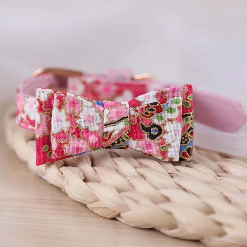 Japanese Style Personalized Cat Collar Bowknot For Puppy Pet Kitten Nameplate Collar Adjustable Comfortable And Breathable Japanese Style Personalized Cat Collar Bowknot For Puppy Pet Kitten Nameplate Collar Adjustable Comfortable And Breathable
