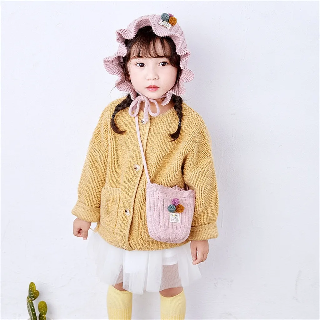 Новая Милая шапка для маленьких девочек и мальчиков, плотная теплая шапка на осень и зиму, комплект с сумкой, детская шапочка, реквизит для фотосессии, шапка для девочки