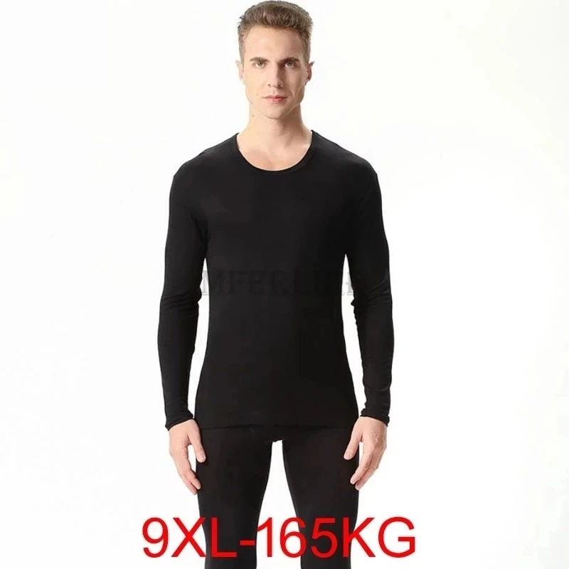 Autumn winter men's plus size Thin thermal underwear sets Large size bottoming shirt modal underwear suit 7xl 8xl 9xl thermal bottoms mens