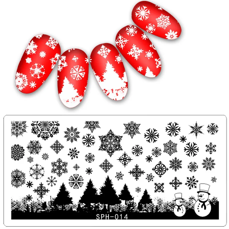 Пластина для штамповки ногтей прямоугольная круглая Рождественская тема 3D Снежинка лось Санта Сделай Сам пластина с изображениями для нейл-арта трафарет для ногтей