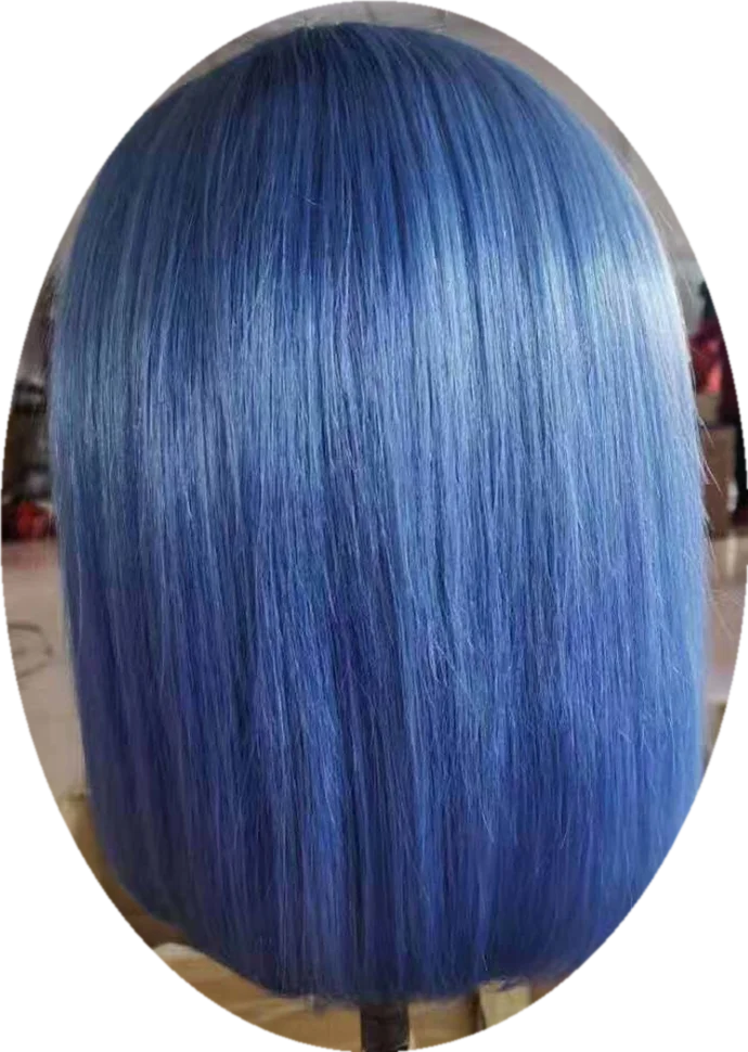 light blue Розовый Боб Синтетические волосы на кружеве парики человеческих волос 13X4 предварительно вырезанные 613 светлые голубые, темно-синий, серый, зеленый, красный Парики Для черный Для женщин - Цвет: light blue