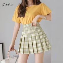 Весна, Женская Сексуальная Мини плиссированная юбка с высокой талией, авокадо, сетчатая юбка, элегантная клетчатая повседневная короткая юбка, Женская Нижняя юбка, Vestidos