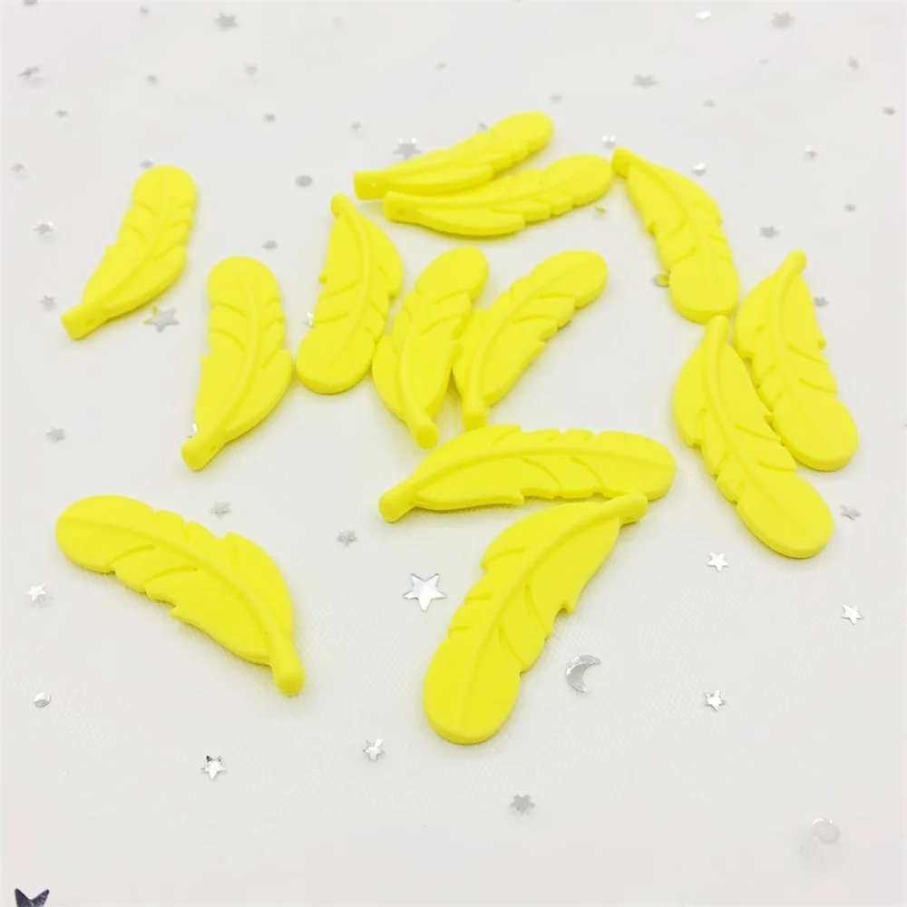 10pcs/lot Silicone Teether Feather Beads Handmade Accessories Teething Toys For Infant Newborn Gift Baby Bpa Free Teether